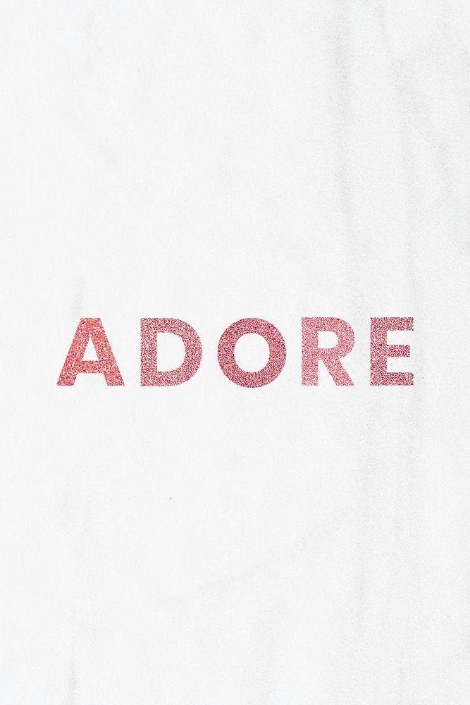 Adore shiny red word with white background social banner