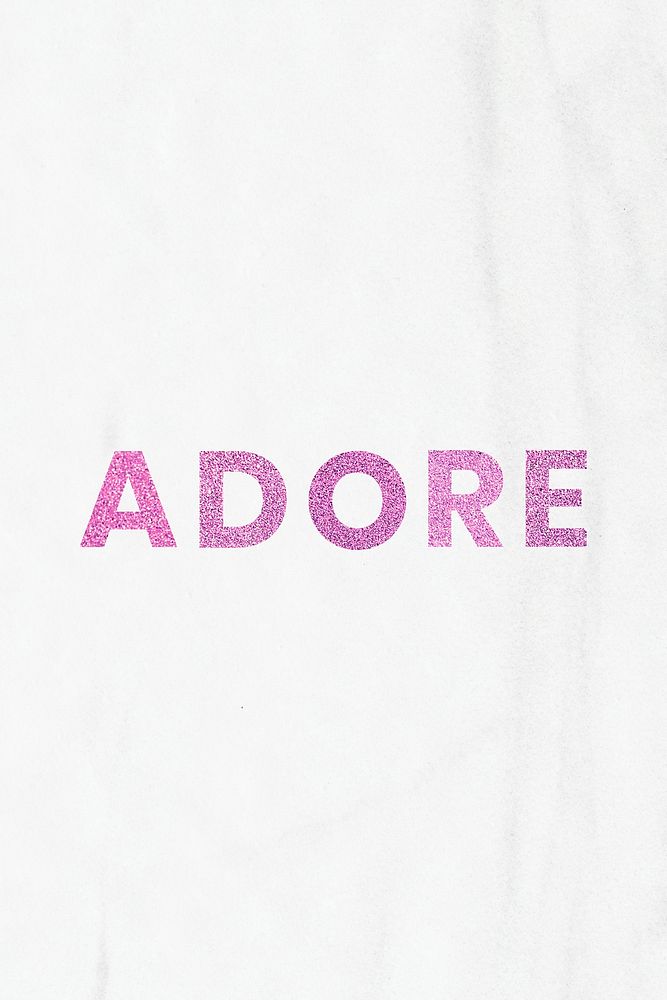 Glittery pink Adore word typography with marble background