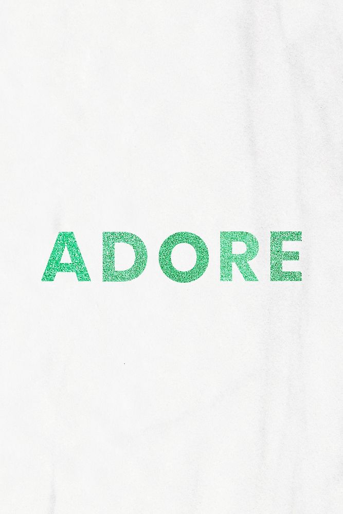 Adore shimmery aqua green word typography