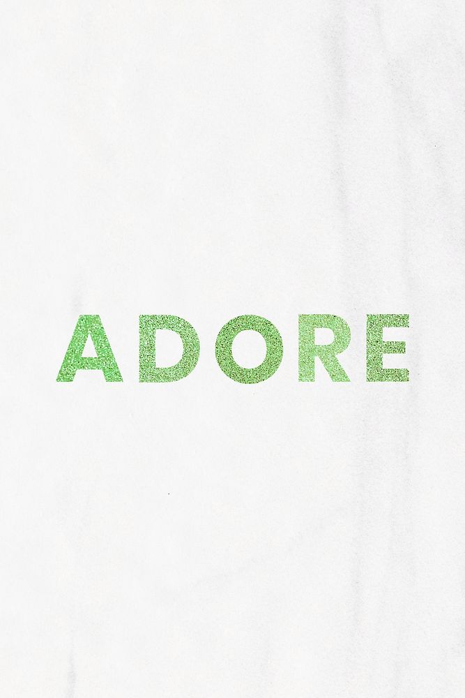 Sparkly green Adore with white marble background