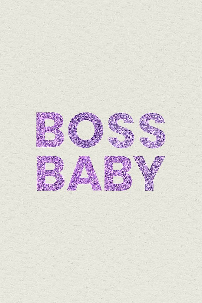 Purple sparkly Boss Baby word typography
