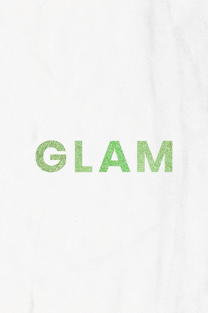Glam glittery green typography marble textured background