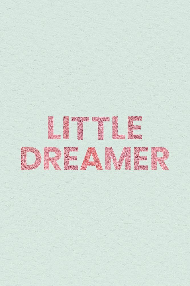 Little Dreamer shiny red word with green background social banner