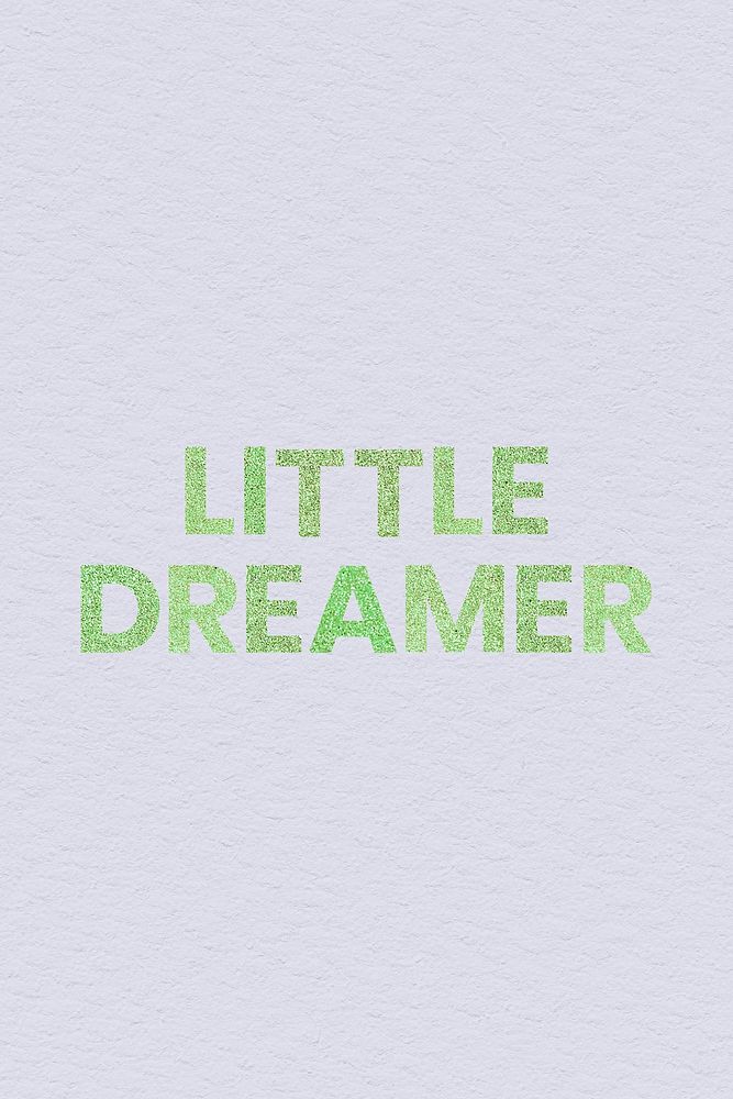 Sparkly green Little Dreamer with purple background