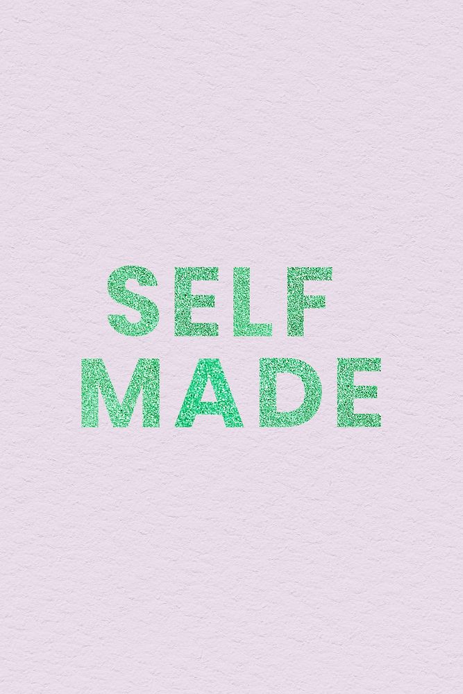 Selfmade glittery green trendy typography