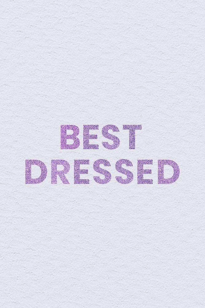 Glittery purple Best Dressed typography social banner