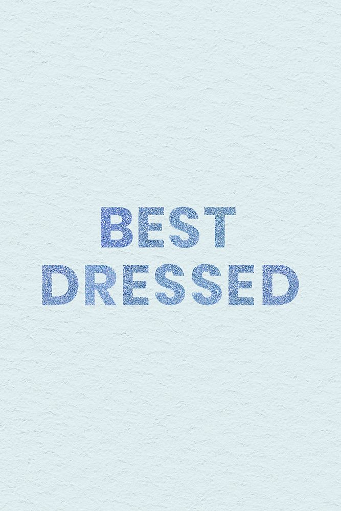 Glittery blue Best Dressed typography social banner