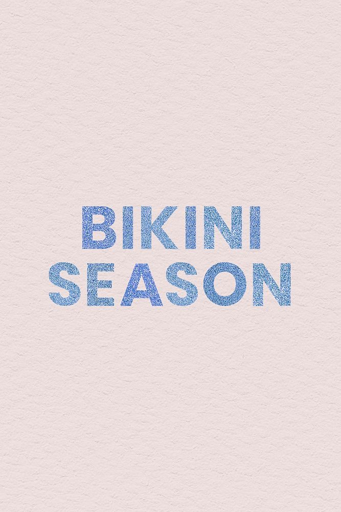 Glittery blue Bikini Season typography social banner