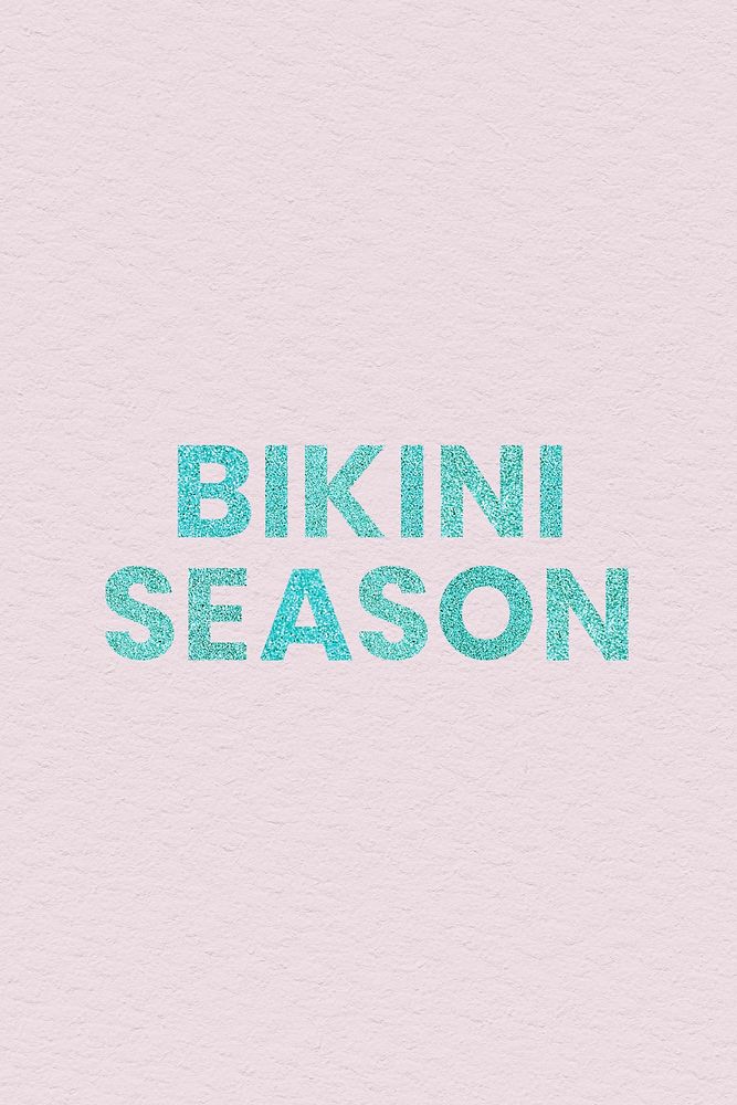Glittery blue Bikini Season typography nude pink social banner