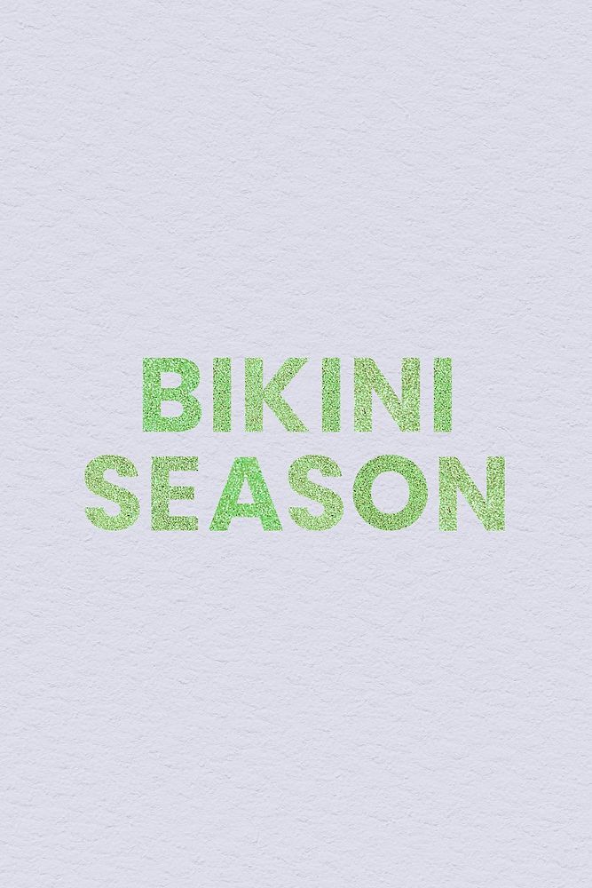 Glitter green Bikini Season text typography with purple background