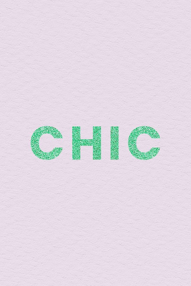 Glitter green Chic word typography with pink background