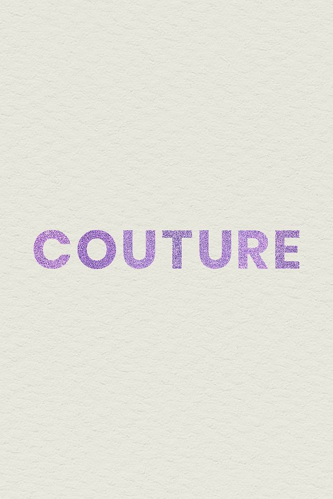 Couture glittery purple typography word