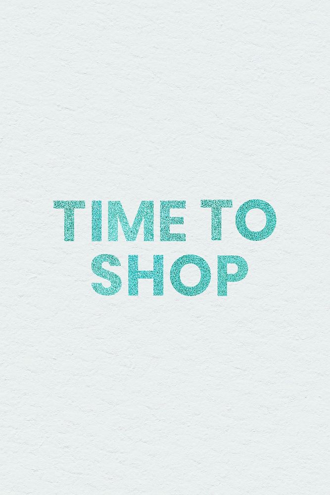 Time to Shop aqua blue shiny word typography banner