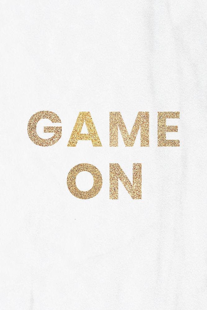 Glittery game on typography on a white marble social template background