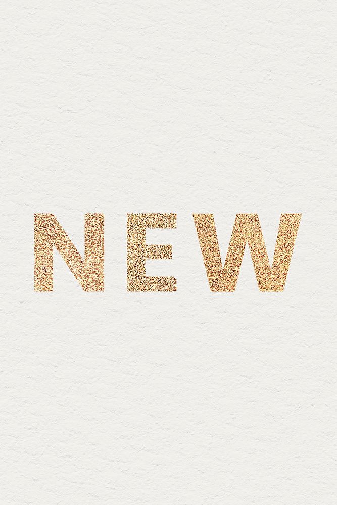 Glittery new typography on a beige social template background
