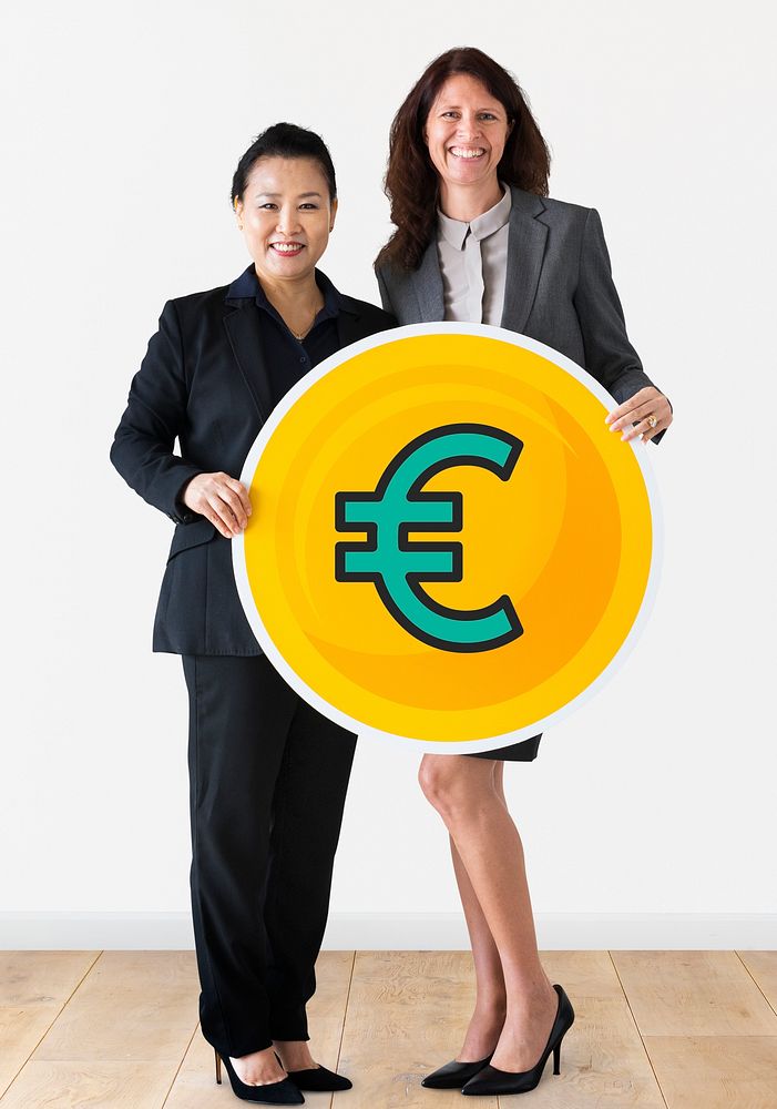 Businesswomen holding a euro icon