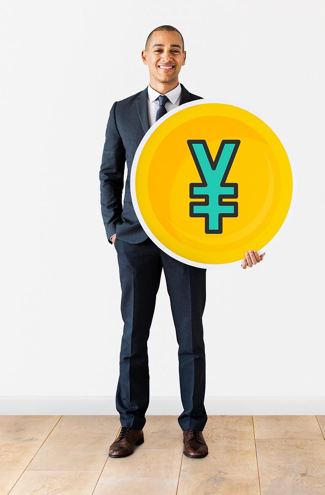 Businessman with Yen currency icon