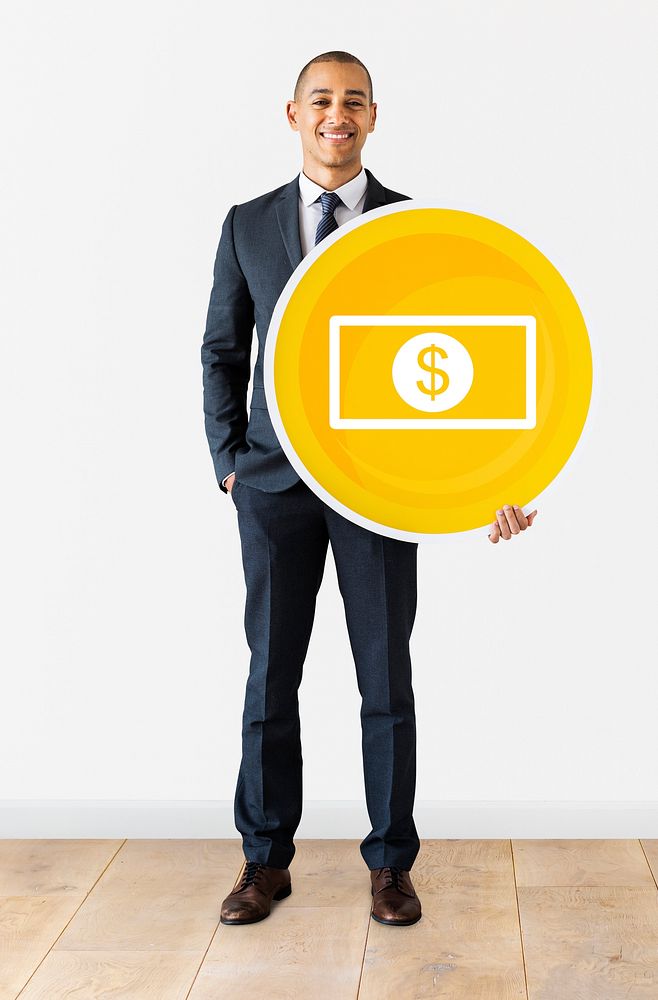 Businessman with a banknote icon