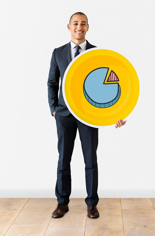 Businessman with a pie chart icon
