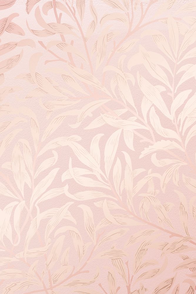 Pink flower background, vintage pattern in aesthetic design, remix from artwork by William Morris