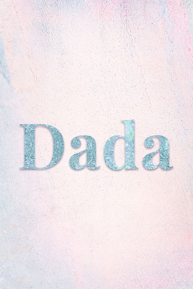 Dada light blue glitter font on a pastel background