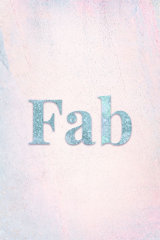 Fab light blue glitter font on a pastel background