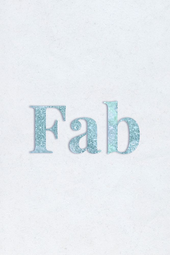 Fab light blue glitter font on a blue background