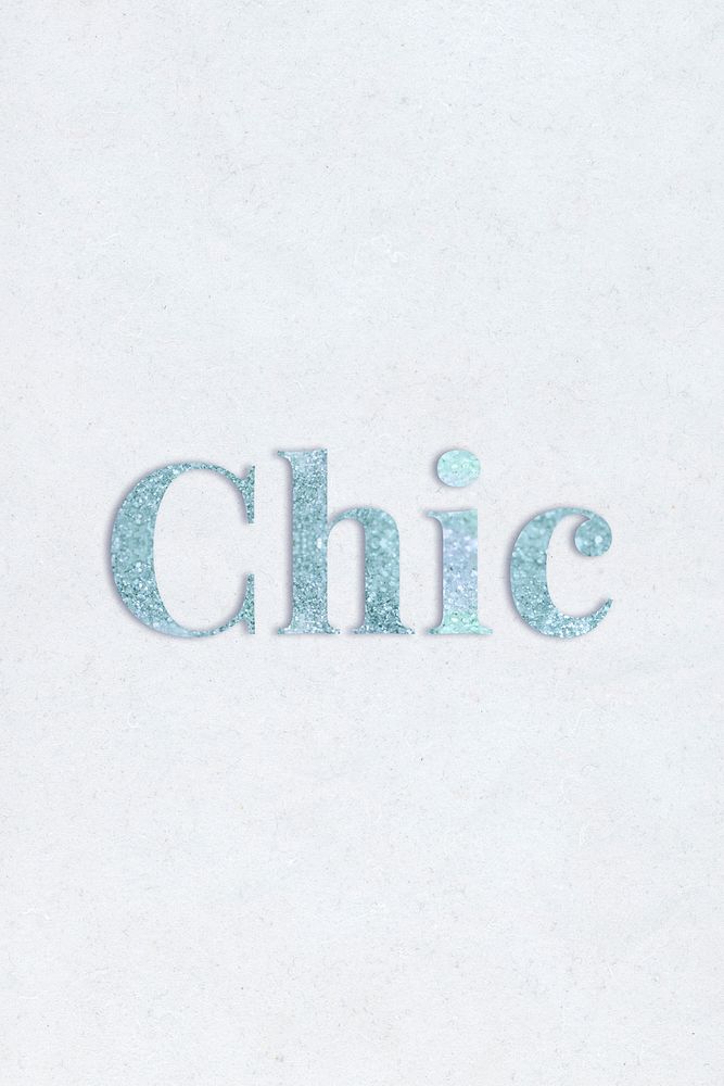 Chic light blue glitter typography on a blue background