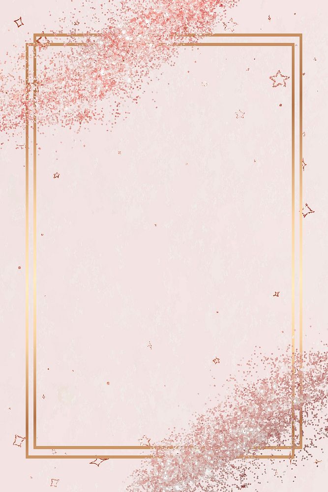 Festive shimmery vector frame pink star pattern