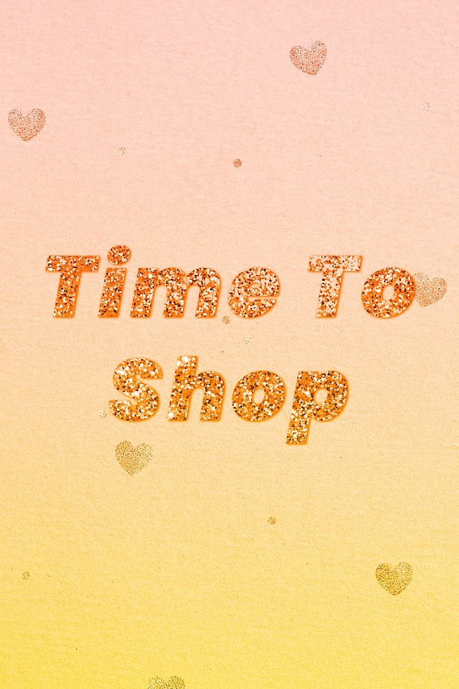 Glittery time to shop word typography font