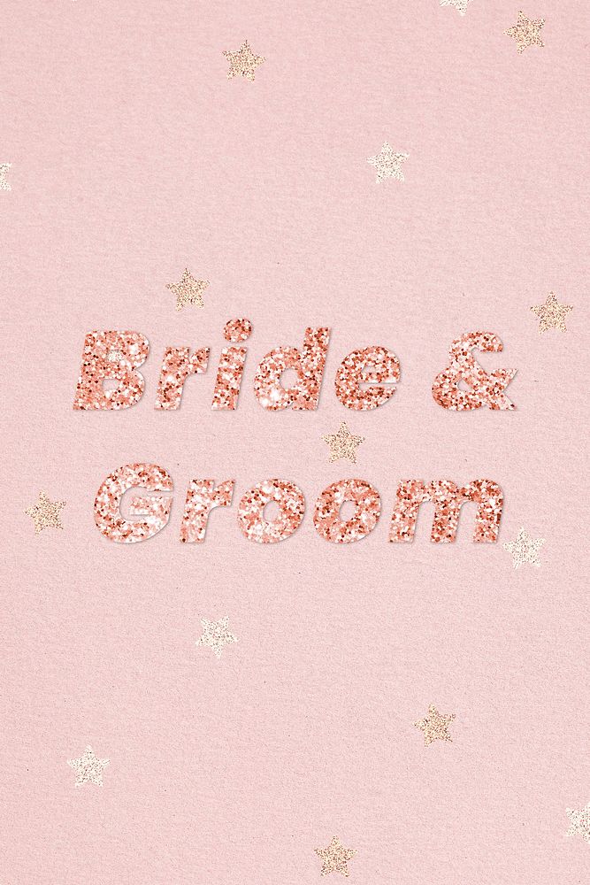 Bride & groom typography on star patterned background