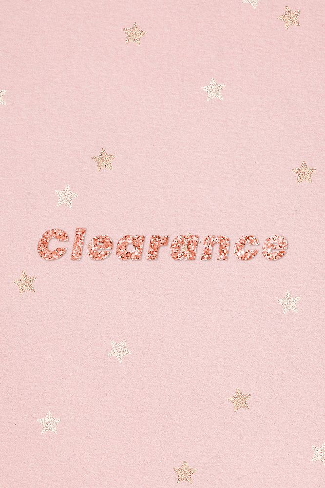 Glittery clearance typography on star patterned background