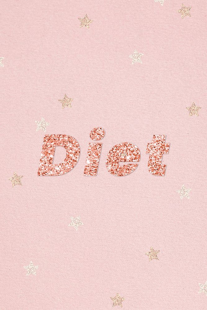 Glittery diet typography on star patterned background