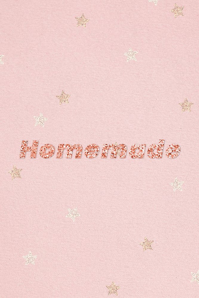Glittery homemade typography on star patterned background