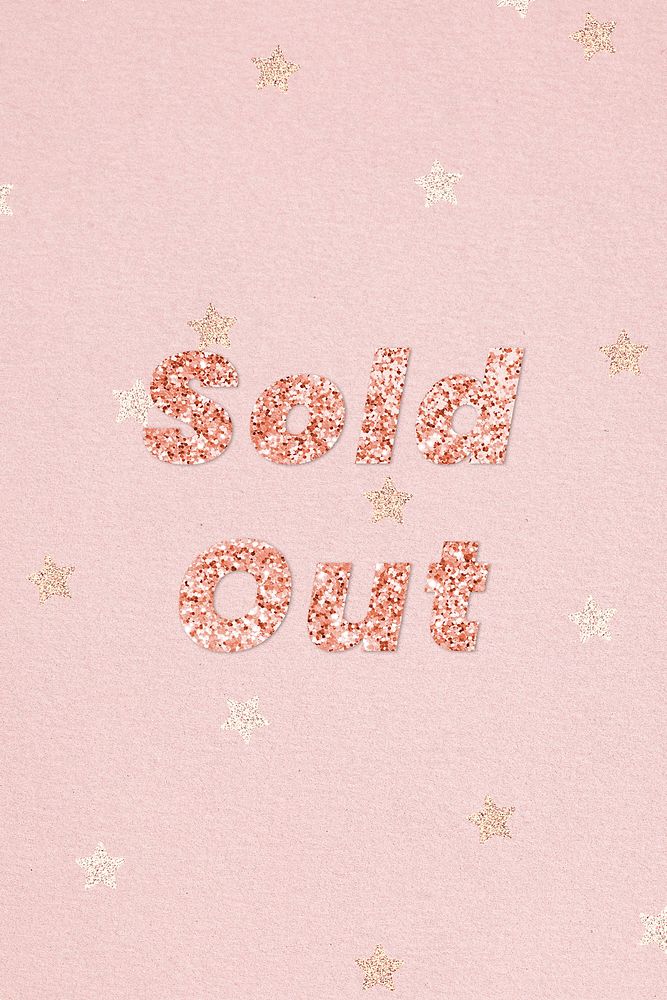 Glittery sold out typography on star patterned background