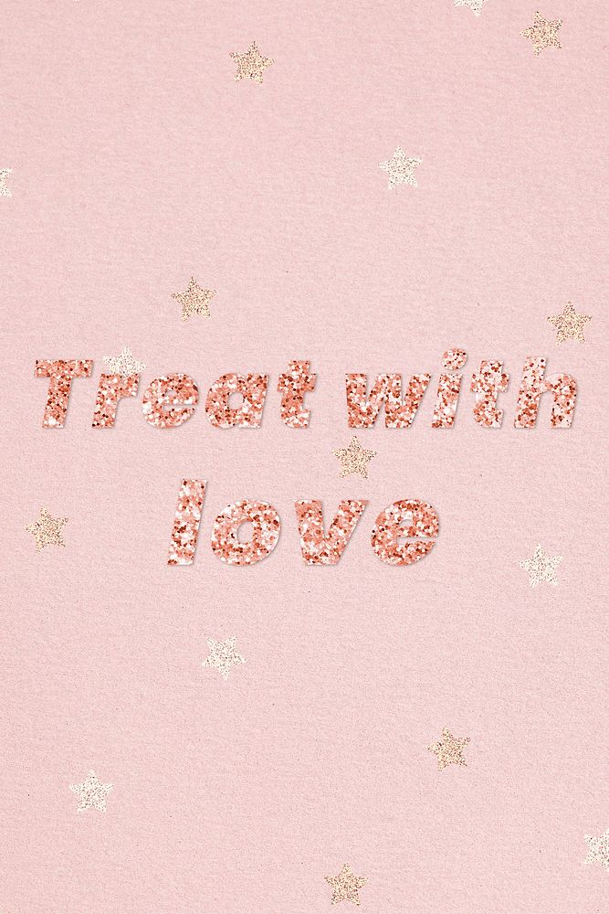 Glittery treat with love typography on star patterned background