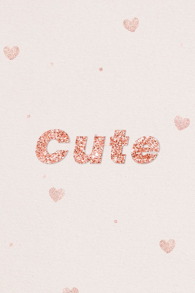 Glittery cute typography on heart patterned background