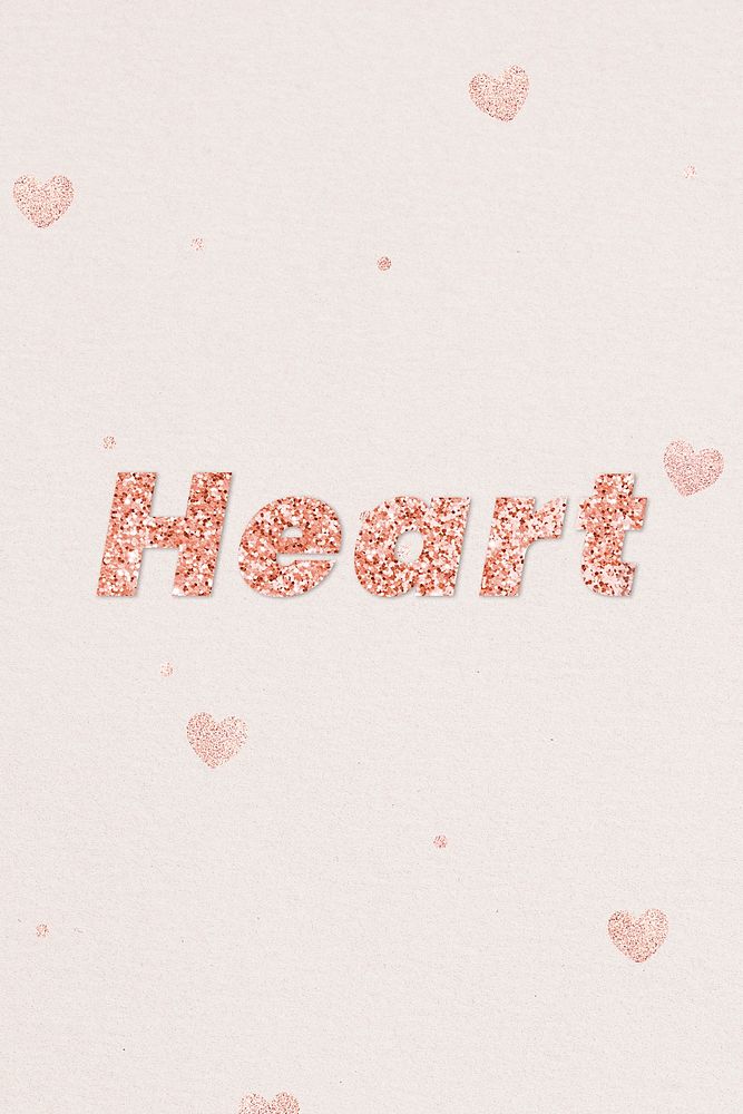 Glittery heart typography on heart patterned background