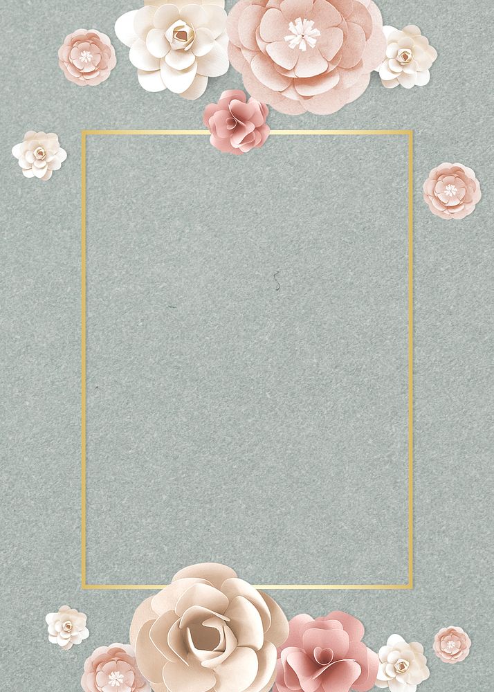 Psd flower paper craft rectangle frame design