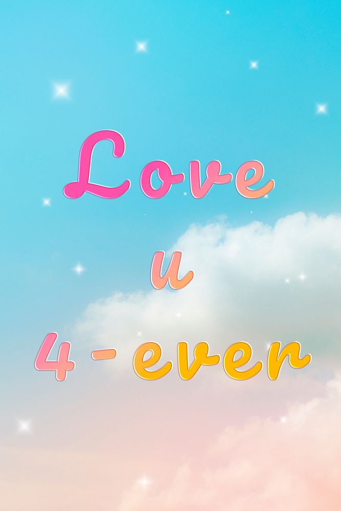 Love U 4-ever text doodle font typography