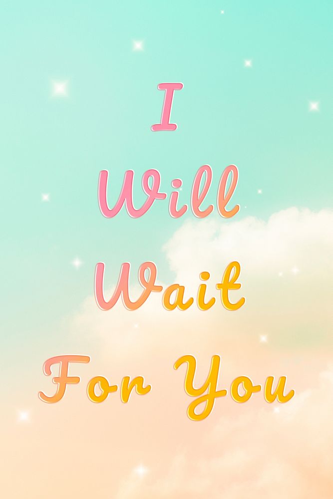I will wait for you typography doodle text