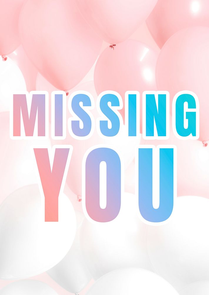 Missing you word psd gradient typography quote