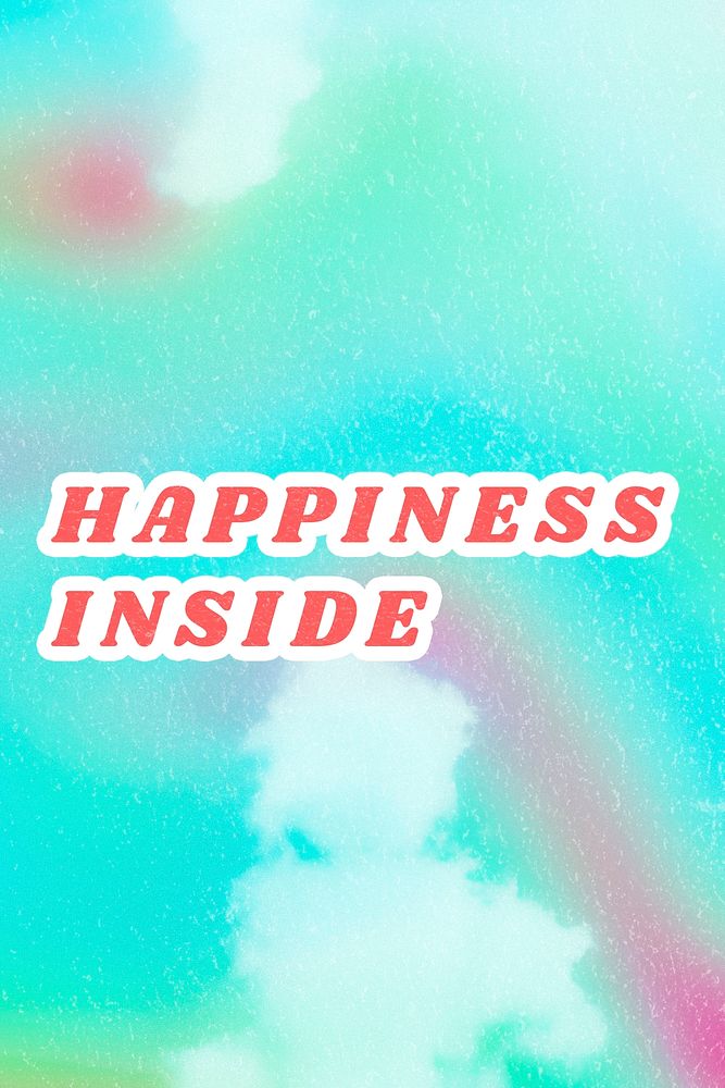 Retro blue Happiness Inside trendy quote aesthetic