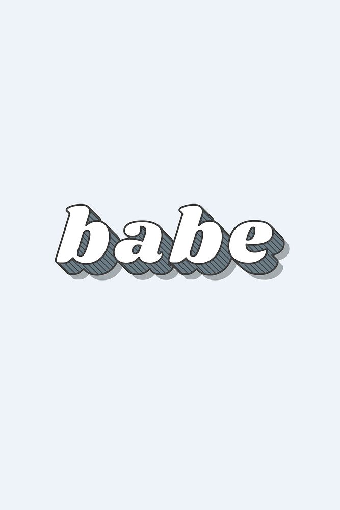 Babe word retro bold lettering typography font vector 