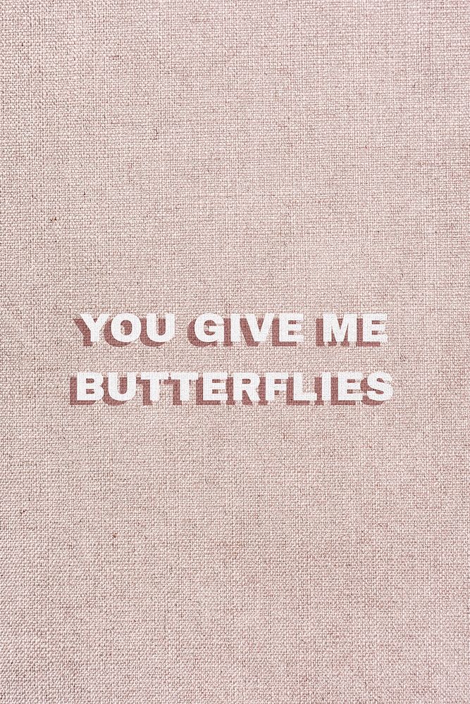 You give me butterflies word typography love message