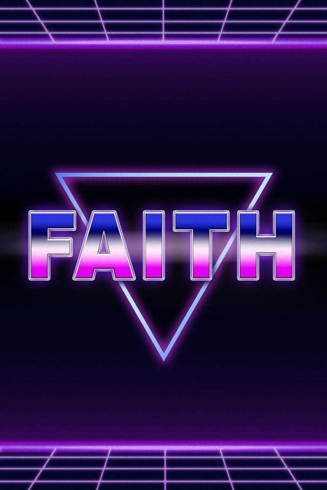 Faith retro style word on futuristic background
