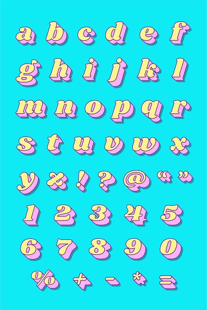 Bold alphabet number set vector retro typography