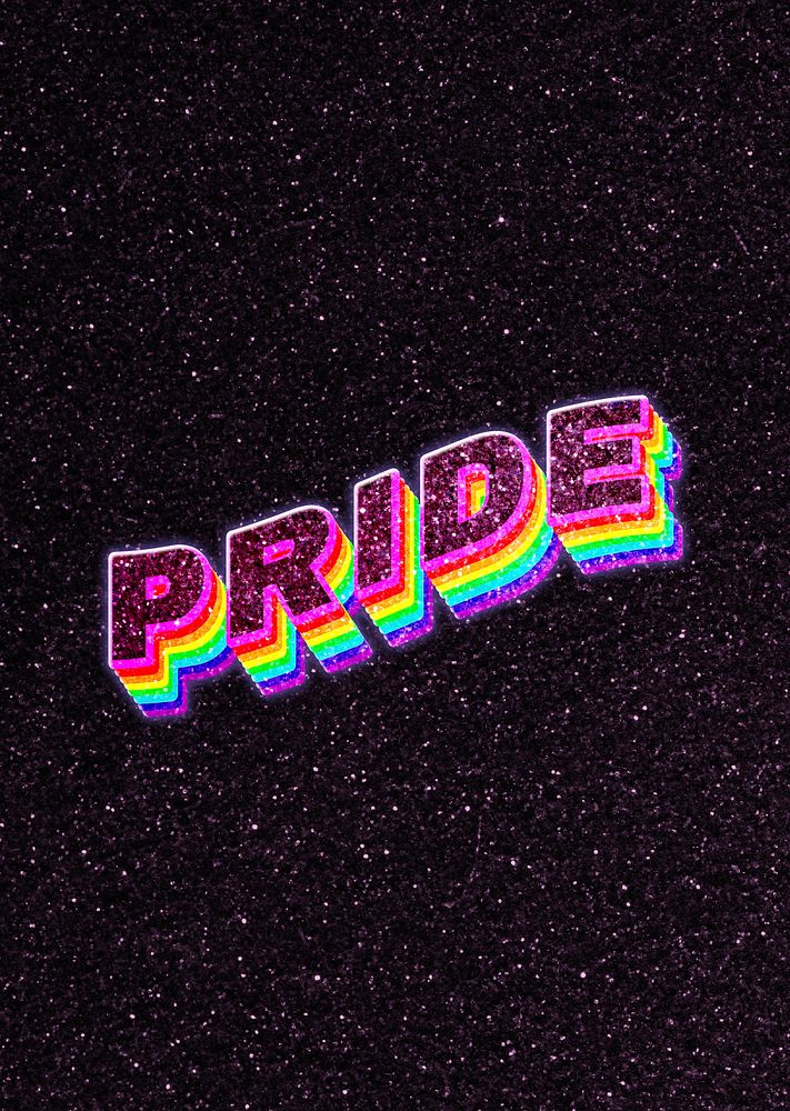 Psd pride font word 3D Rainbow shadow typography 