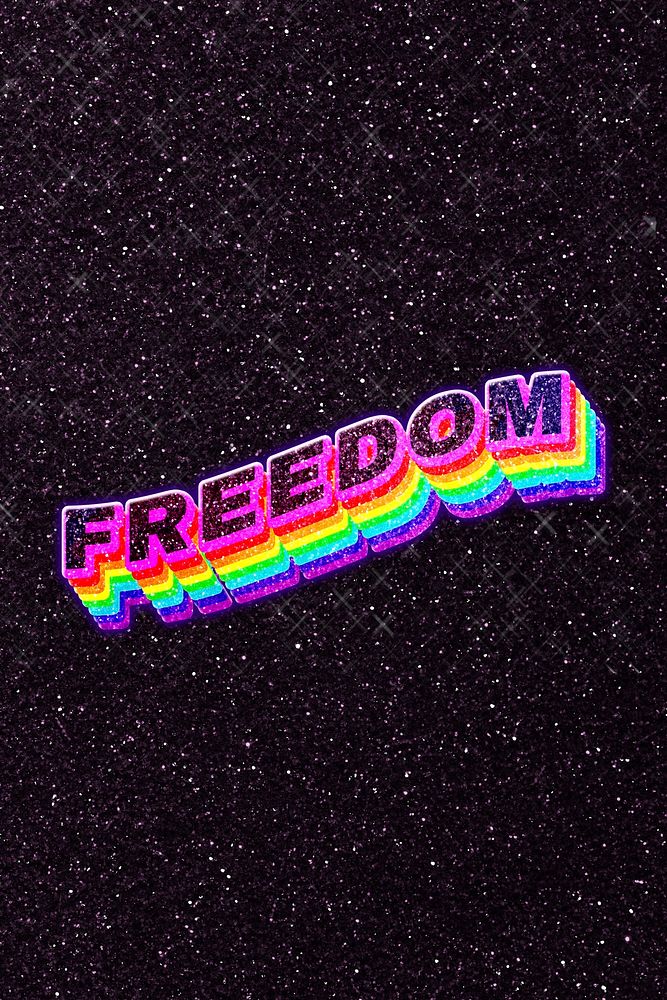 Freedom rainbow 3d word art 