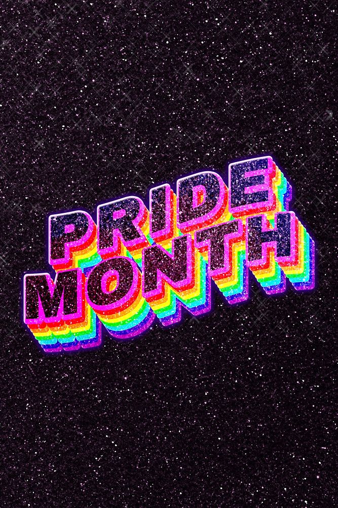 Pride month rainbow 3d typography